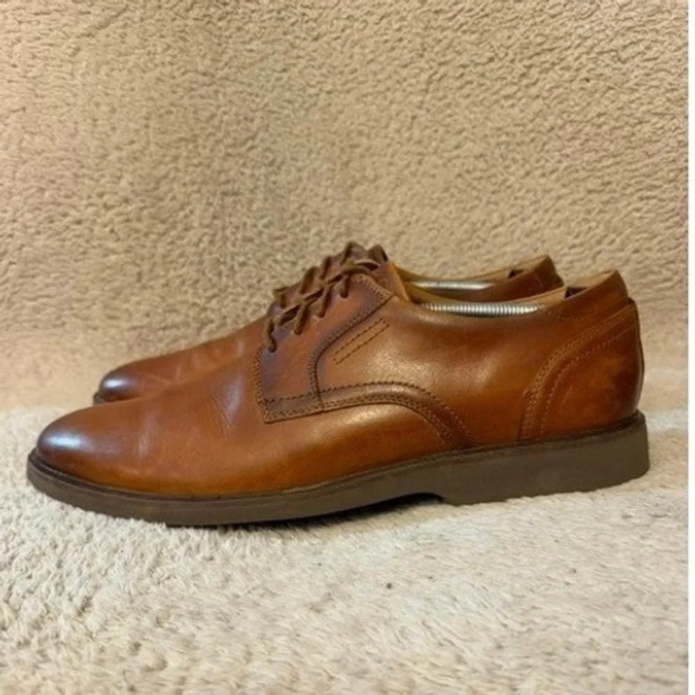 Clarks Whiddon Cap Mens Tan Leather Derby Dress Shoes Size 13 M Plain Toe 15103